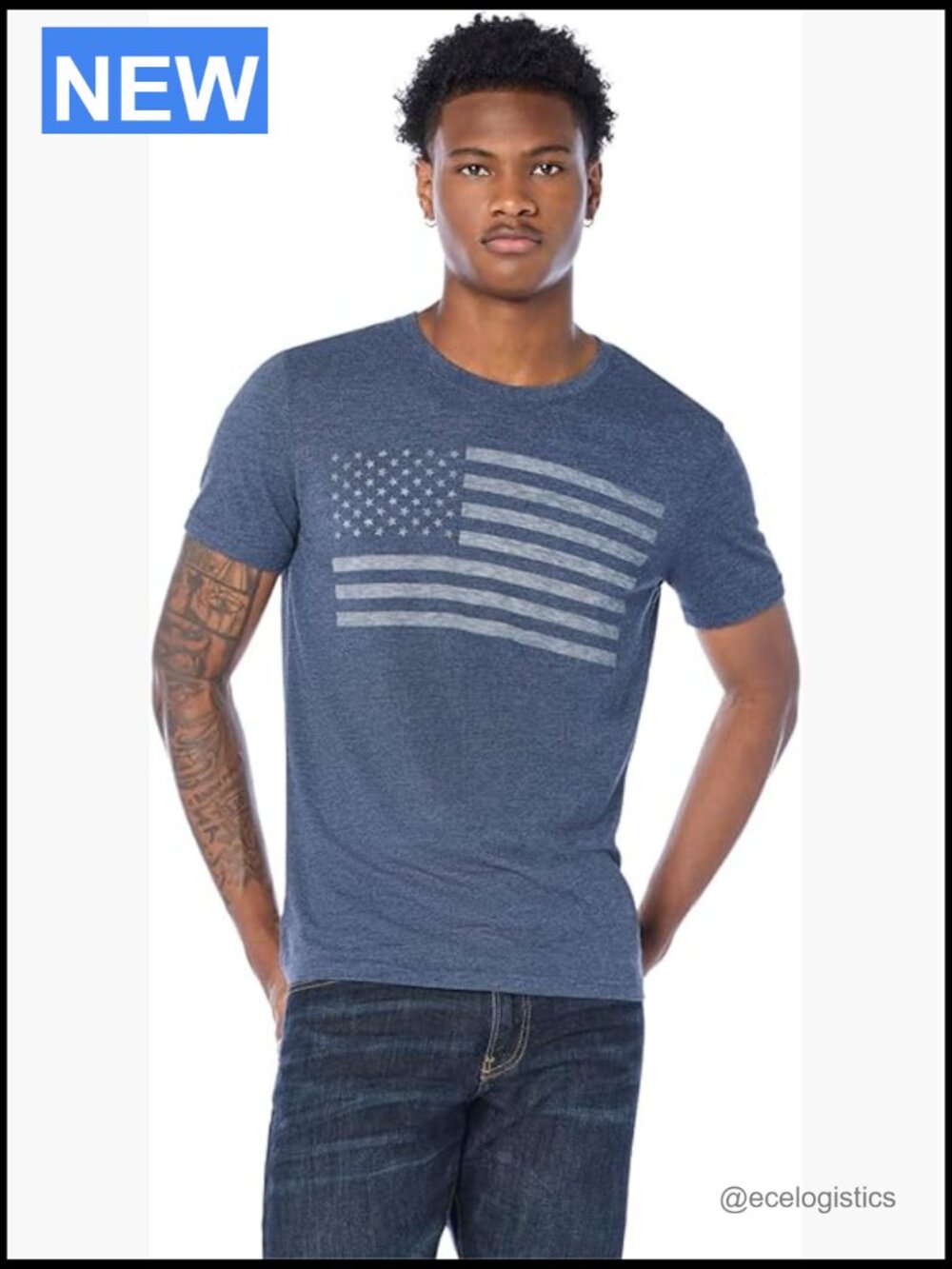 Men's Slim Fit USA Flag Graphic Tee Short Sleeve T-Shirt